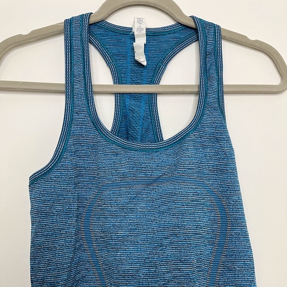 Lululemon Swiftly Tech Tank, Size 8, Indian Ocean/Black EUC, [A-19] RARE color & - Picture 3 of 6